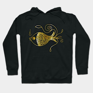 Unique Golden Floral Fish Hoodie